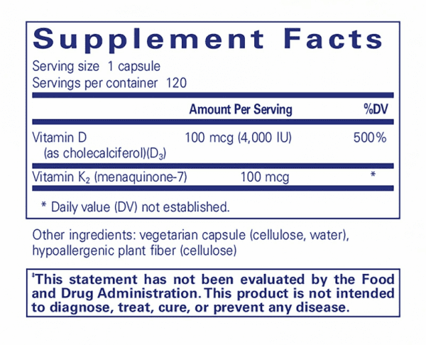 Vitamin D3 & K2 120's